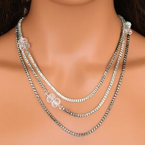 BALLET, Polished  34 inches Multi-strand  3 metals beaded long Necklace